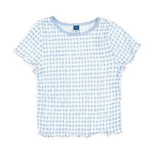 Girls' Blue Gingham Smocked Top Size L Short-Sleeved Old Navy